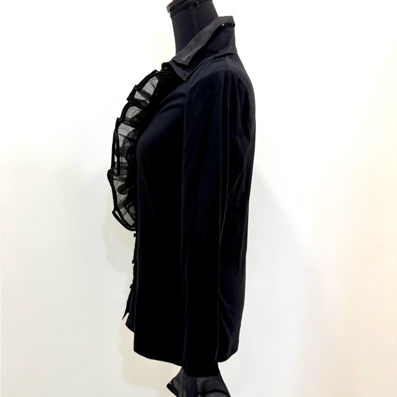 Boston Proper Black Ruffled Long Sleeve Blouse - Picture 4 of 5